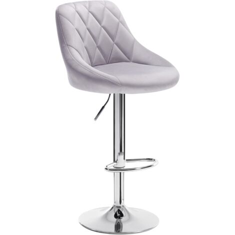 Woltu – Tabouret de bar réglable en hauteur pivotant – Siège rembourré velours gris clair – Confort optimal pour comptoirs et bars