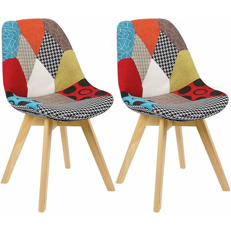 WOLTU Chaise de salle à manger lot de 2.Chaise de cuisine.pied en  bois.style nordique.Multicolore