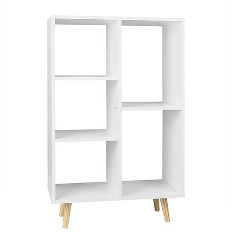 WOLTU Bibliothèque à 5 Niveaux. Étagère à Livres sur Pied en Panneaux de  Paricules. Étagère de Rangement avec Pieds en Bois Massif pour Salon  Chambre Bureau. Blanc. 60x95x30cm