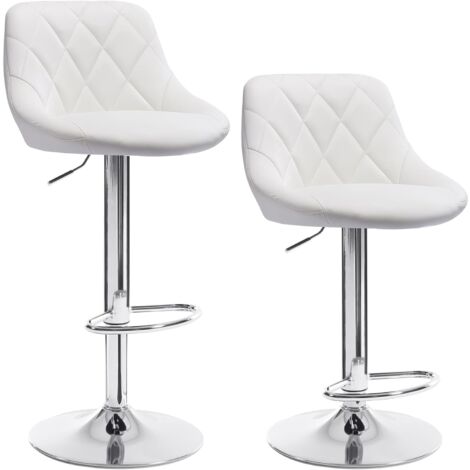 Woltu – Lot de 2 tabourets de bar – Siège en similicuir rembourré – Hauteur réglable 60-82 cm – Base en métal chromé – Pour bars et bureaux
