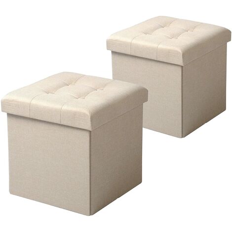 Repose-pied, tabouret pouf, tabouret bas pour salon ou chambre noir  60x50x41 cm tissu lqf63246 meuble pro - Conforama