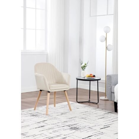 Lot de 4 Chaises de salle à manger WOLTU - Chaise de Cuisine - Siège en velours - Pieds en bois massif - Crème