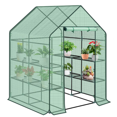 Woltu – Serre à tomates 143x143x195 cm – Matériau PE résistant aux UV – Cadre en acier robuste – Facile à assembler