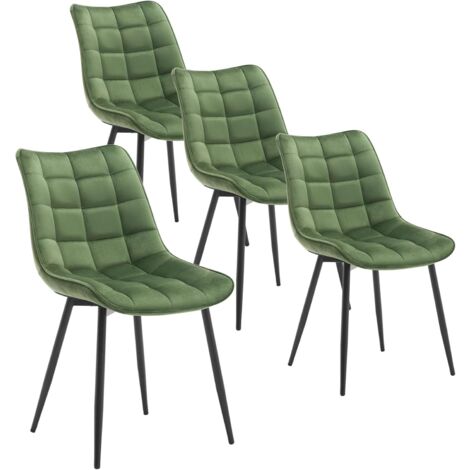 Woltu – Chaise de salle à manger en velours vert foncé – pieds en métal – ergonomique et confortable – capacité de charge 150kg – design moderne
