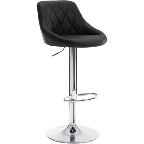 Woltu – Tabouret de bar réglable en similicuir noir – Acier chromé – Hauteur 84-106 cm – Dossier ergonomique – Ascenseur à gaz 360°