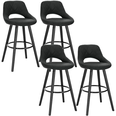 Lot de 2 tabourets de bar ROCA chaise haute droite pour cuisine/comptoir,  réglable en hauteur et pivotante, en synthétique noir IDIMEX 30103 Pas Cher  