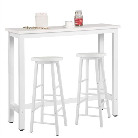 Woltu – Table de bar 120x40x100cm – Ensemble avec 2 tabourets – MDF et métal – Design industriel – Résistant à l'eau et aux rayures - 2xTabourets