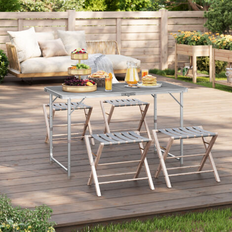 Table De Camping Pliable WOLTU - Aluminium Et MDF - Hauteur Réglable 55/62/70 Cm - 120x60 Cm - Noir