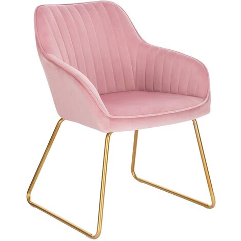 Chaise de coiffeuse - Tabouret, chaise de commode avec pieds en chêne -  avec dossier - rose