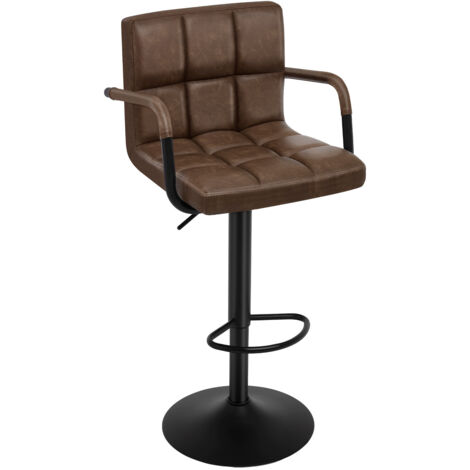 Woltu – Tabouret de bar brun foncé en similicuir – Rotatif réglable 90-112cm – Pied en métal avec repose-pieds ergonomique – Pour cuisine et restaurant (1/5)