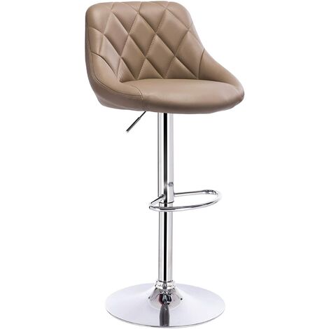 WOLTU lot de 4 Tabouret de bar avec repose-pieds, hauteur réglable, en similicuir, siège bien rembourré, Kaki