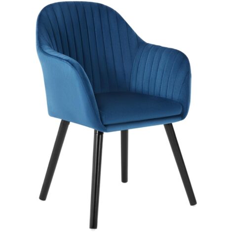 Woltu – Chaise de salle à manger en velours bleu – Hauteur 81 cm – Assise 44 cm – Bois massif et métal – Confort élégant pour cuisine et salon (1/4)