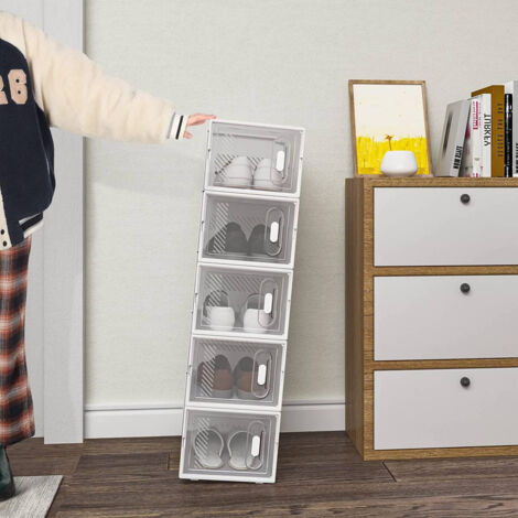WOLTU Lot de 8 Boîtes à Chaussures Boîtes de Rangement Transparente Boîtes à Jouets en Plastique Pliables et Empilables avec Couvercle, 35x25x19cm ( LxlxH WOLTU Lot de 8 Boîtes à Chaussures Boîtes de Rangement Transparente Boîtes à Jouets en Plastique Pliables et Empilables avec Couvercle, 35x25x19cm ( LxlxH