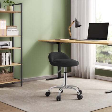 WOLTU Tabouret de Bureau avec Dossier, Chaise d'ordinateur à roulettes, Réglable en Hauteur 43-54, 5cm, Noir BS127sz