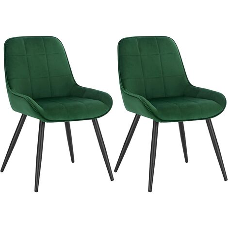 Woltu – Lot de 2 chaises de salle à manger ergonomiques en velours vert foncé – Confort optimal – Hauteur d'assise 47 cm – BH331DGN2