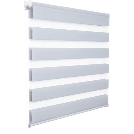 WOLTU 1 pièce Store Enrouleur Double, Fixation Rapide sans perçage, Isolant Thermique, 80x220cm, Gris VH5527gr