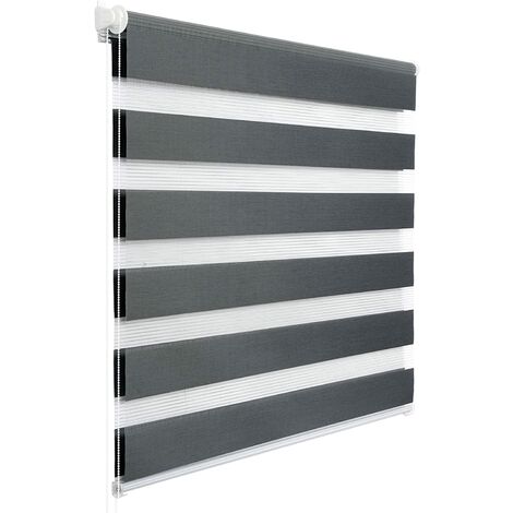 WOLTU 1 pièce Store Enrouleur Double, Fixation Rapide sans perçage, Isolant Thermique, 55x150cm, Gris Foncé DR5548dgr