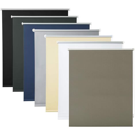 WOLTU 1x Store Enrouleur occultant, Isolant Thermique avec revêtement sans perçage, 95x160cm Taupe, TR5700ta07