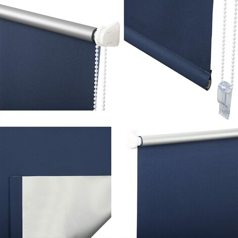 WOLTU 1x Store Enrouleur occultant, Isolant Thermique avec revêtement sans perçage, 60x160cm Bleu, TR5700bl03