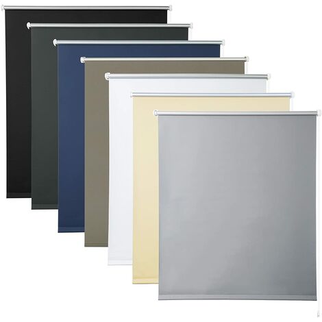 WOLTU 1x Store Enrouleur occultant, Isolant Thermique avec revêtement sans perçage, 110x160cm Gris, TR5700gr10
