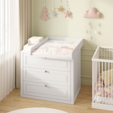 WOLTU Table à Langer Plateau, Plan à Langer pour Commode en MDF, 60x10, 5x80cm, Blanc WT007