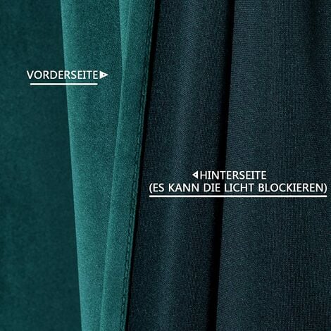 WOLTU Lot de 2 Rideaux Draperies Thermique à Oeillets, 140x225cm Rideau Opaque Occultant en Velours, Vert foncé VH6066dgn-2