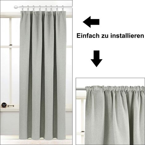 Joydeco Rideau Occultant 2 Pièces L 132 x H 158, Rideau Thermique Isolant Violet Foncé Anti Chaleur Tenture Opaque à Oeillets Isolation Lumiere Anti UV Decoration Chambre Maison Salon Intérieurs