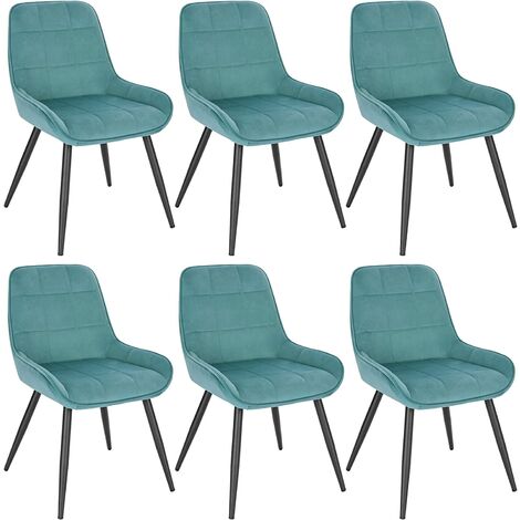 Woltu – Lot de 6 chaises de salle à manger ergonomiques en velours vert turc – Dossier haut – Hauteur d'assise 47 cm – Capacité 120 kg – BH331TS6
