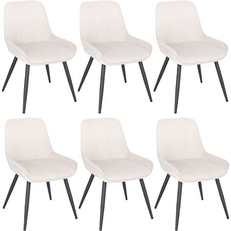 Lot de 6 Chaises de Salle à Manger WOLTU, Chaises Relaxantes en Velours, Ergonomiques avec Dossier, Crème Blanc BH331cm-6