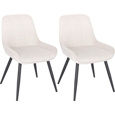 Woltu – Lot de 2 chaises de salle à manger ergonomiques en velours crème – Dossier haut – Pieds métalliques antirouilles – Hauteur 81.5 cm – BH331CM2