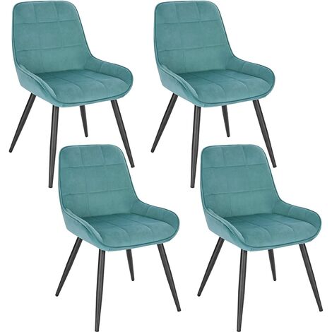 Woltu – Lot de 4 chaises de salle à manger ergonomiques en velours vert turc – Dossier haut – Hauteur d'assise 47 cm – Capacité 120 kg – BH331TS4