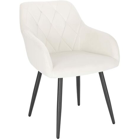 Woltu – Chaise de salle à manger en velours blanc – Assise rembourrée 44x42.5cm – Pieds en métal – Capacité 120 kg – BH352CM1 (1/5)