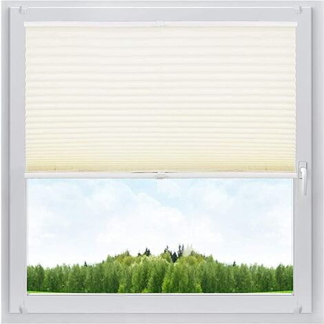 WOLTU Stores plissés.Installation Rapide et Directement sans perçage. Stores easyfix aveugles Romain. contreventés. Rollo Stores Opaques pour fenêtres.120x130cm.Crème