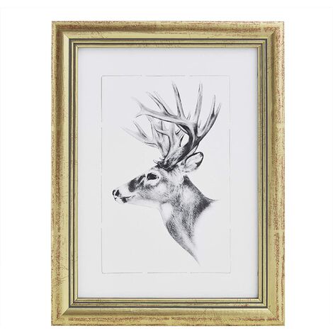 WOLTU 1 pièce Cadre de Photo en Bois Artos Style Façade en Verre, 13x18cm, Or