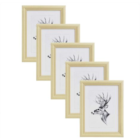 Cadre Photo WOLTU 18x24 Cm - Bois Massif Doré - Passe-partout Blanc Inclus - Pour Mur Ou Table - 8