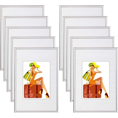 WOLTU 10x Cadre Photo 10x15cm en Plastique pour Chambre/Bureau/Salle d'étude, Argent (1/5)