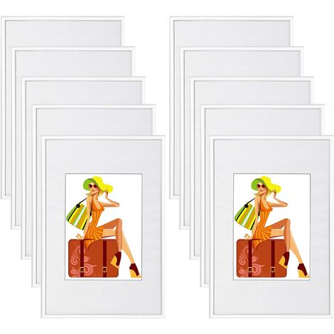 WOLTU 10x Cadre Photo 10x15cm en Plastique pour Chambre/Bureau/Salle d'étude, Blanc (1/5)