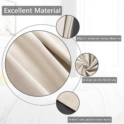 WOLTU 1PC Rideau Occultant avec œillets Rideaux en Velours de 300 g/m² Tombé Lourd de Fenêtre Thermique, 140x225 cm Beige