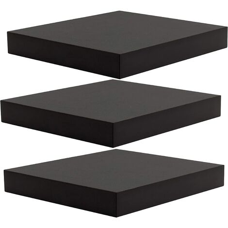 WOLTU Étagère Murale, Étagère Suspendue, Étagère Flottante en MDF, Lot de 3, Noir, pour Salon, Cuisine, Chambre, Salle de Bain etc (1/5)