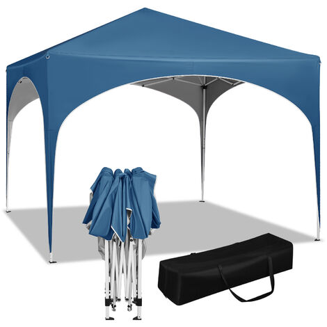 Tonnelle de Jardin 3x3m WOLTU, Tente de Fête avec Toit en Demi-Cercle, Pliable Imperméable, Pieds Réglables, Bleu