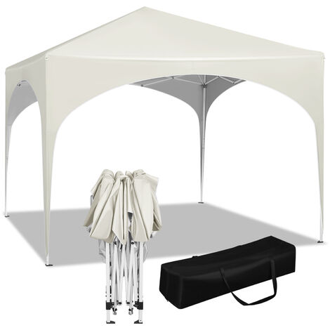 Tonnelle de Jardin 3x3m WOLTU, Tente de Fête avec Toit en Demi-Cercle, Pliable Imperméable, Pieds Réglables, Beige