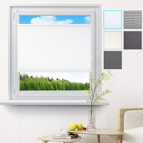 WOLTU Store plissé sans perçage pour fenêtre ou Porte, 75x130cm, Blanc