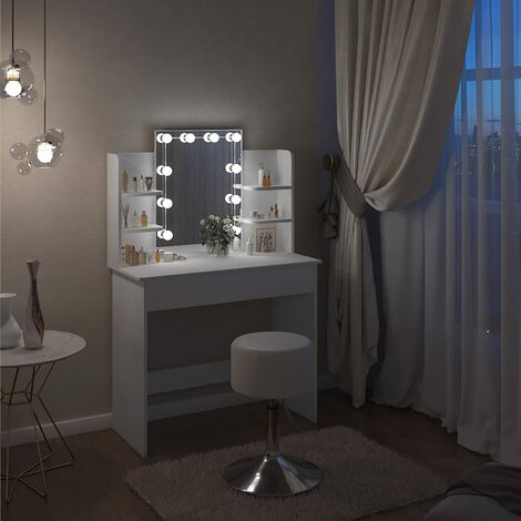 WOLTU Coiffeuse avec Miroir LED à Luminosité Réglable. 40 x 90 x 135 cm.  Table de
