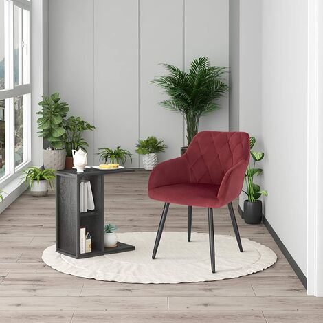 WOLTU Chaise Salle à Manger, Chaise de Cuisine en Velours, Assis Rembourré et Pieds en Métal, Bordeaux