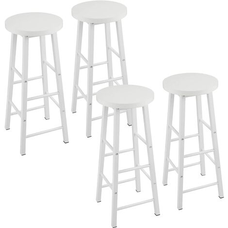 WOLTU Lot de 4 Tabourets de Bar, Tabouret de Bistrot, Chaise Stable et Durable, Surface d'assise en MDF, Blanc