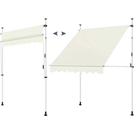 WOLTU Store Banne Manuel, Auvent Rétractable avec Manivelle sans Perçage, Hauteur Réglable, Longueur 200cm, Beige