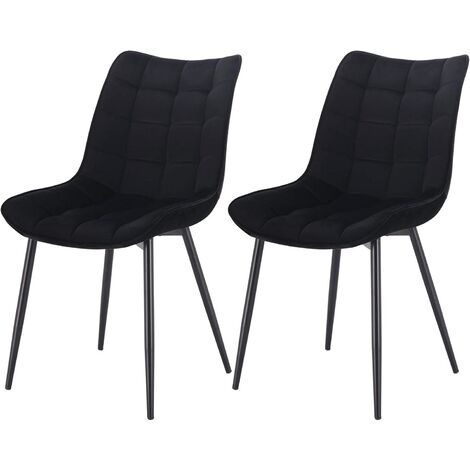 Woltu – Lot de 2 chaises de salle à manger – Chaise de cuisine en velours – Pieds en métal – Hauteur 85.5 cm – Couleur noir – Ergonomiques et design (1/5)