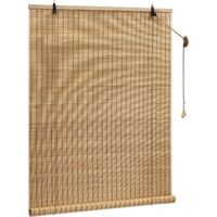 Woltu – Store enrouleur bambou 60x160 cm – Protection solaire – Tirage latéral – Store occultant respirant pour fenêtre et porte – Marron