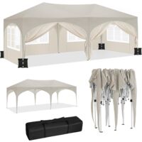 Woltu – Tonnelle de jardin 3x6m – Tonnelle pliante avec 6 parois latérales – Hauteur réglable 250/254/258cm – Imperméable – Sac de transport inclus