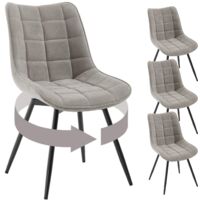 Lot de 4 Chaises Pivotantes Salle à Manger WOLTU, Chaises de Cuisine, Tissu en Velours, Pieds en Métal, Gris Clair